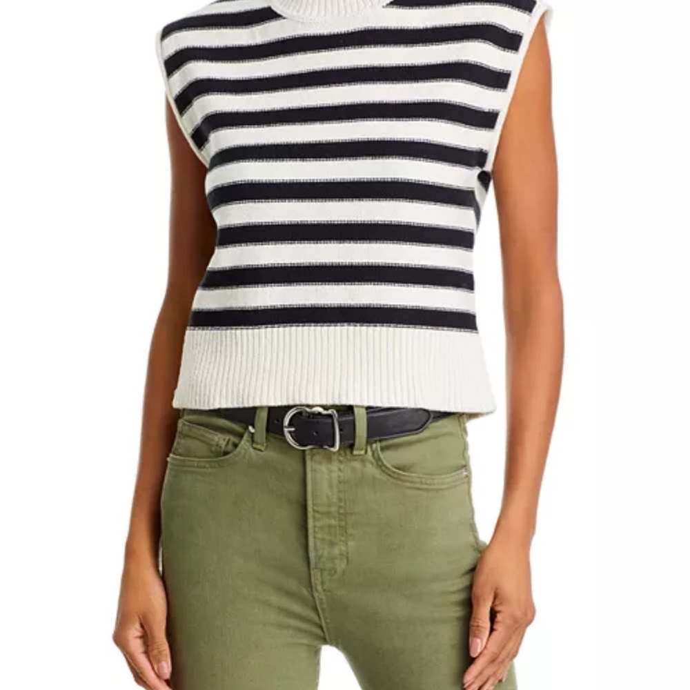 NWT! Veronica Beard Vera Striped Sleeveless Knit sweater tank Top large